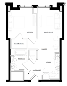 Quincy Apartment - 1 BED 1 BATH UNITA2 Floor Plan
