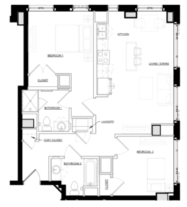 Quincy Apartment - 2BED 2BATH UNITB1 Floor Plan