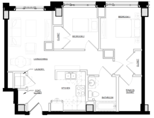 Quincy Apartment - TWO BED ONE BATH UNITB2 Floor Plan