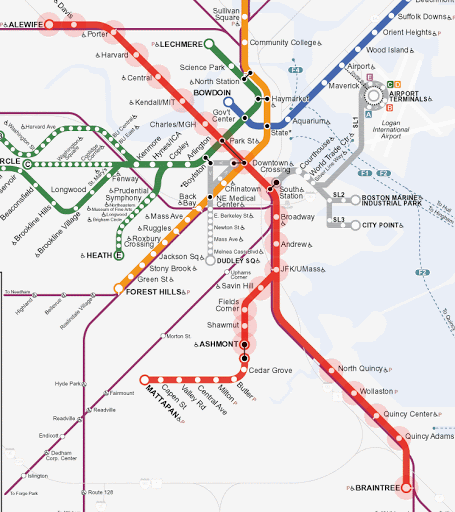 Quincy Red Line map